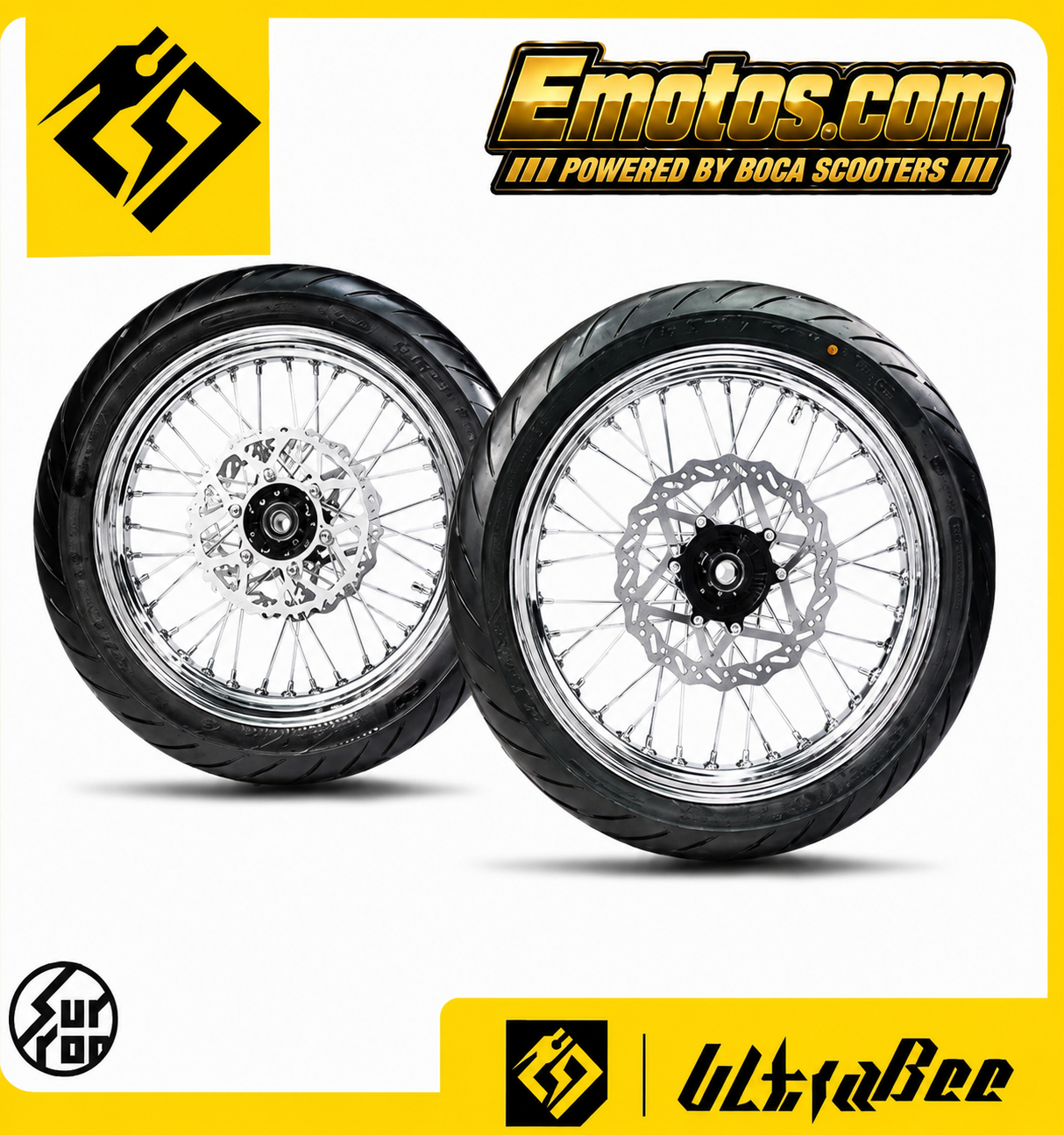Supermoto Chrome Wheel Set-Ultra Bee