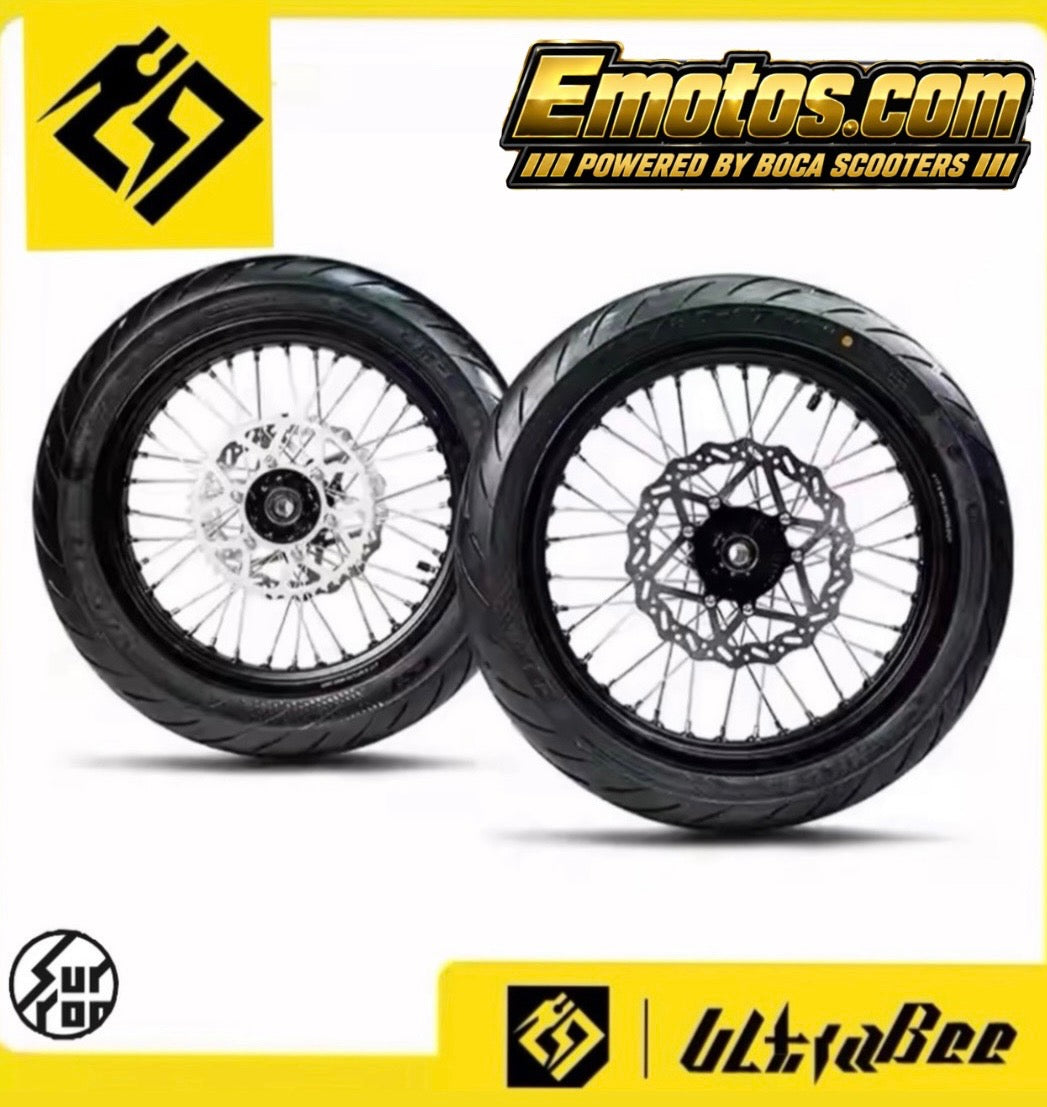 17" Ultra Bee Complete Supermoto Wheel Set
